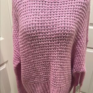 Chelsea28 Pink Crew Neck Sweater with Textured Knit
